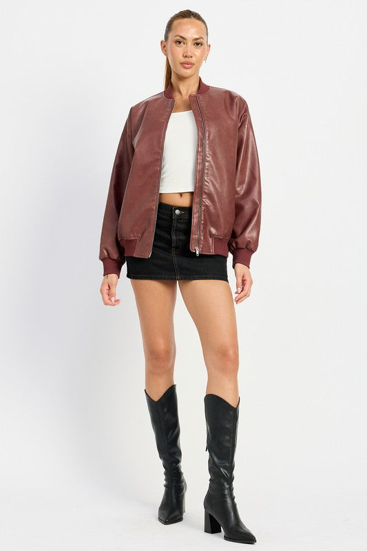 Emory Park VINTAGE LEATHER BOMBER JACKET