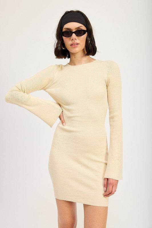 Emory Park LONG SLEEVE MINI DRESS WITH BACK CUTOUT