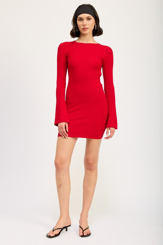 Emory Park LONG SLEEVE MINI DRESS WITH BACK CUTOUT