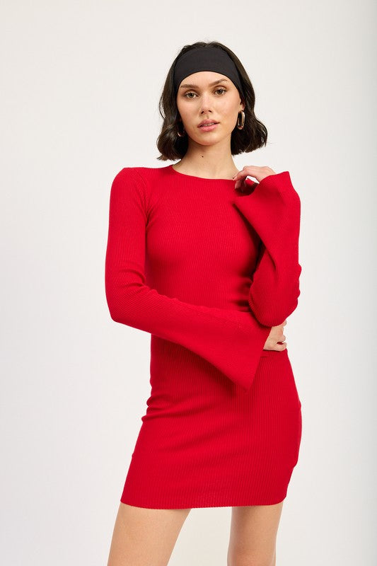 Emory Park LONG SLEEVE MINI DRESS WITH BACK CUTOUT