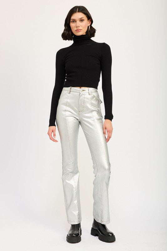 Emory Park METALLIC FLARED PANTS