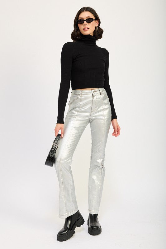 Emory Park METALLIC FLARED PANTS