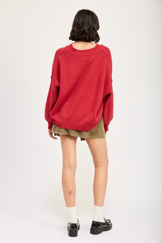 Emory Park OVERSIZED V NECK SWEATER