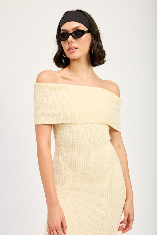 Emory Park Off Shoulder BODYCON MIDI DRESS