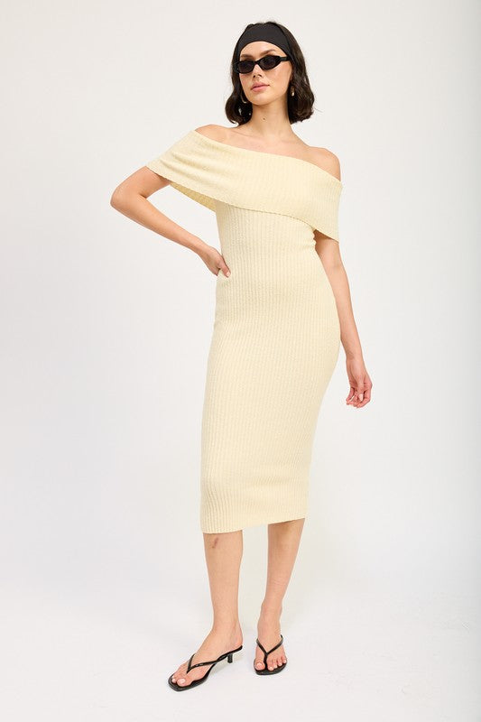 Emory Park Off Shoulder BODYCON MIDI DRESS