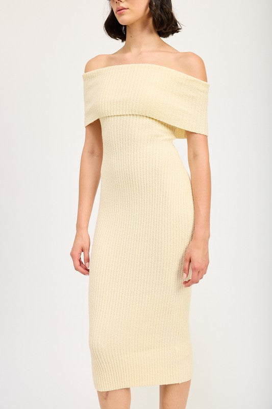 Emory Park Off Shoulder BODYCON MIDI DRESS