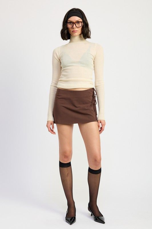 Emory Park MINI LOW WAISTED SKIRT WITH RIBBON TIES