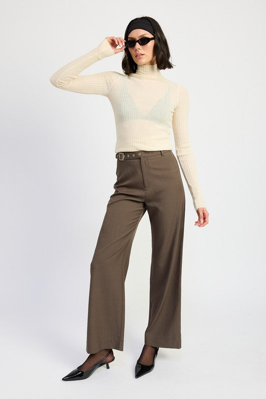 Emory Park Cropped TROUSER PANTS WTIH ADJUSTABLE WAIST BAND BUCKLE