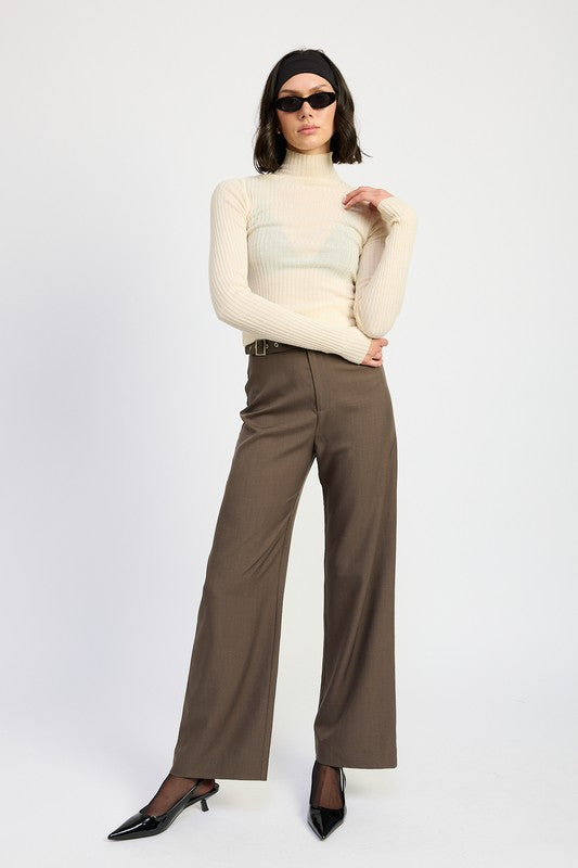 Emory Park Cropped TROUSER PANTS WTIH ADJUSTABLE WAIST BAND BUCKLE