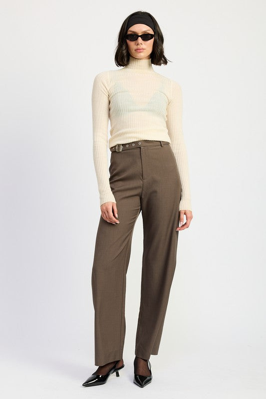 Emory Park Cropped TROUSER PANTS WTIH ADJUSTABLE WAIST BAND BUCKLE