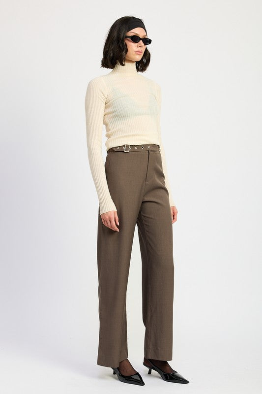 Emory Park Cropped TROUSER PANTS WTIH ADJUSTABLE WAIST BAND BUCKLE