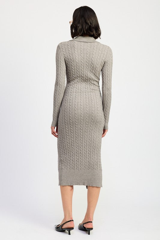 Emory Park BUTTONED LONG SLEEVE CABLE KNIT DRESS