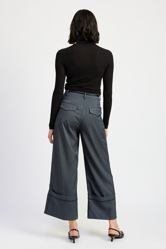 Emory Park FOLD OVER WIDE LEG PLEATED PANTS