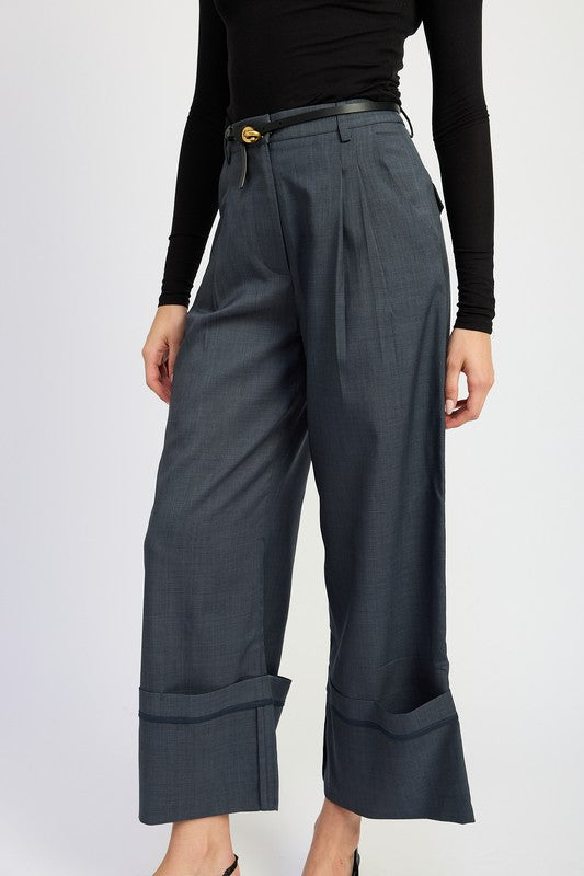 Emory Park FOLD OVER WIDE LEG PLEATED PANTS