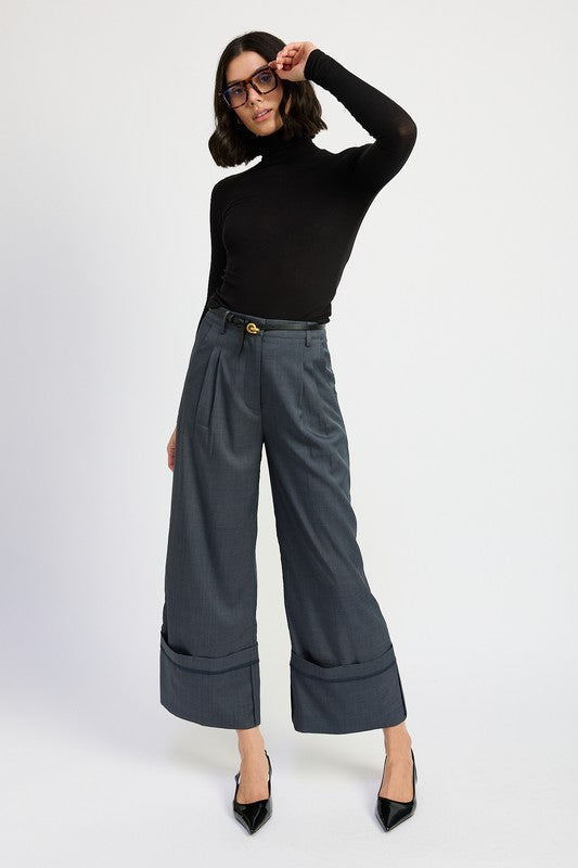 Emory Park FOLD OVER WIDE LEG PLEATED PANTS