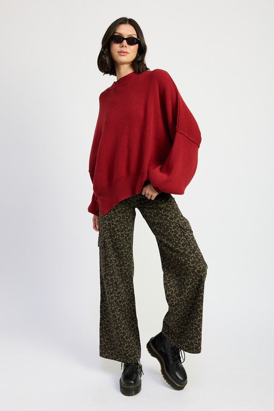 Emory Park Animal Print MID RISE WIDE LEG CARGO PANTS