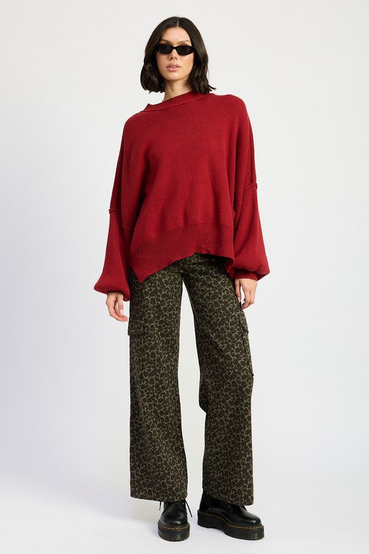 Emory Park Animal Print MID RISE WIDE LEG CARGO PANTS