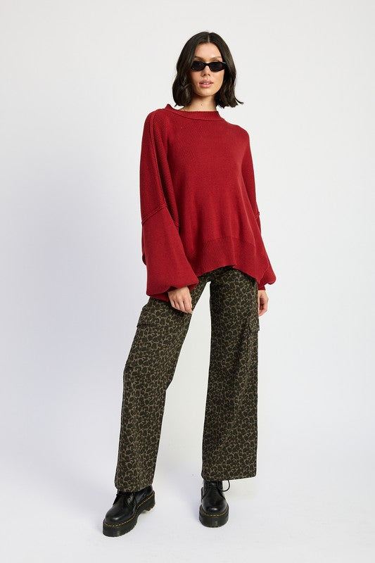 Emory Park Animal Print MID RISE WIDE LEG CARGO PANTS