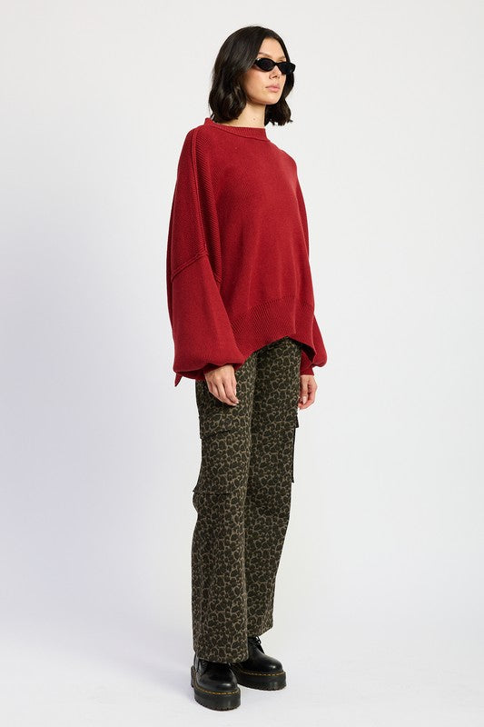 Emory Park Animal Print MID RISE WIDE LEG CARGO PANTS