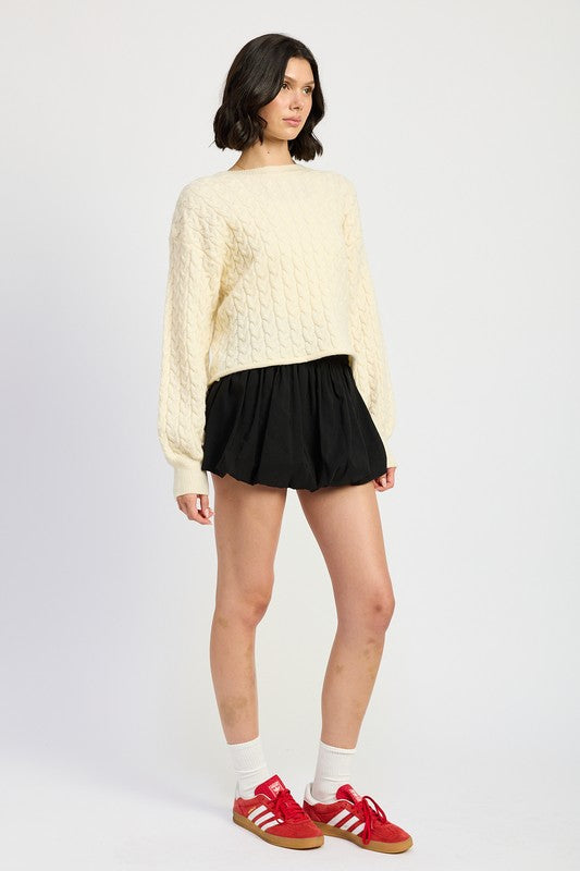 Emory Park CABLE KNIT CROPPED SWEATER