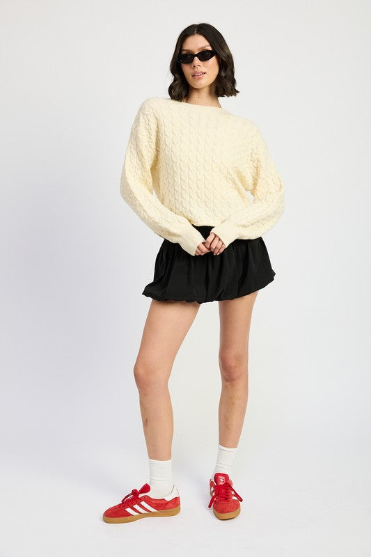 Emory Park CABLE KNIT CROPPED SWEATER