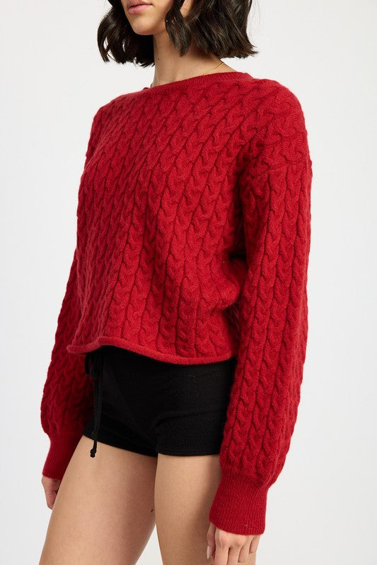 Emory Park CABLE KNIT CROPPED SWEATER