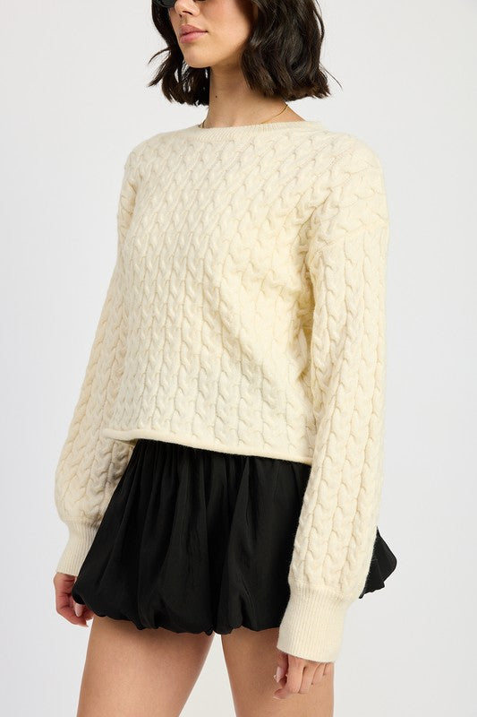 Emory Park CABLE KNIT CROPPED SWEATER