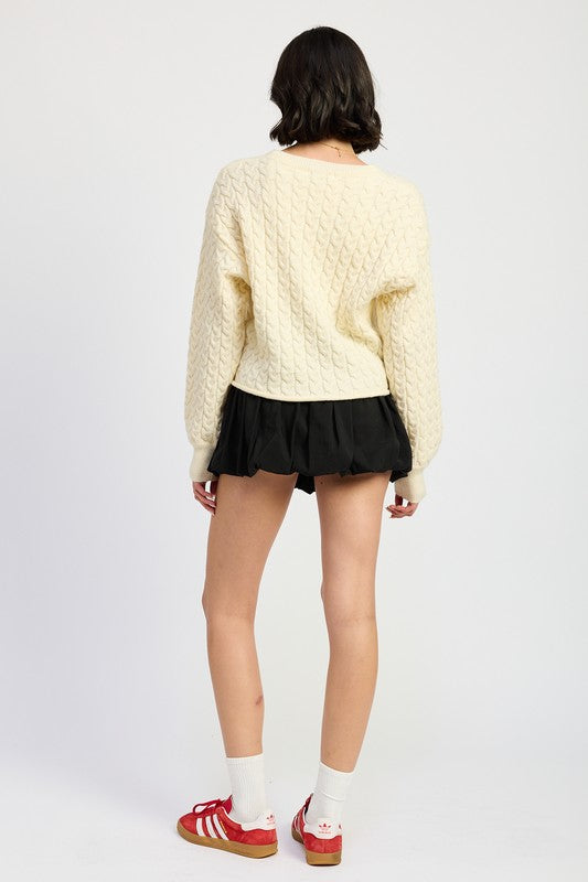 Emory Park CABLE KNIT CROPPED SWEATER