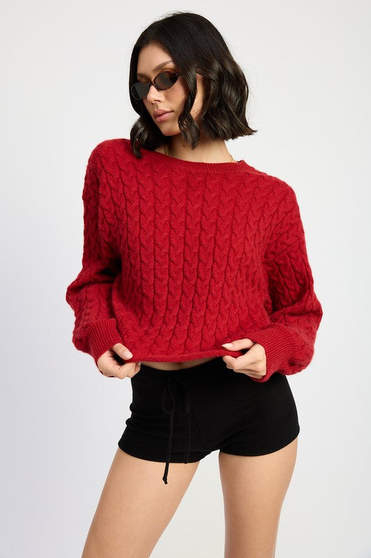 Emory Park CABLE KNIT CROPPED SWEATER