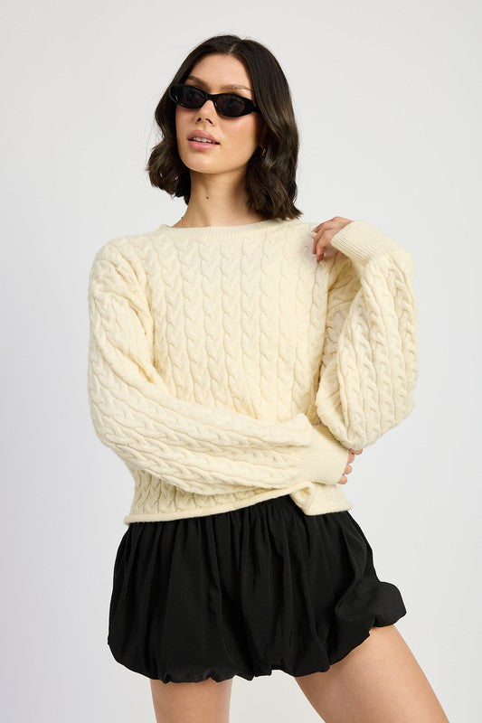 Emory Park CABLE KNIT CROPPED SWEATER