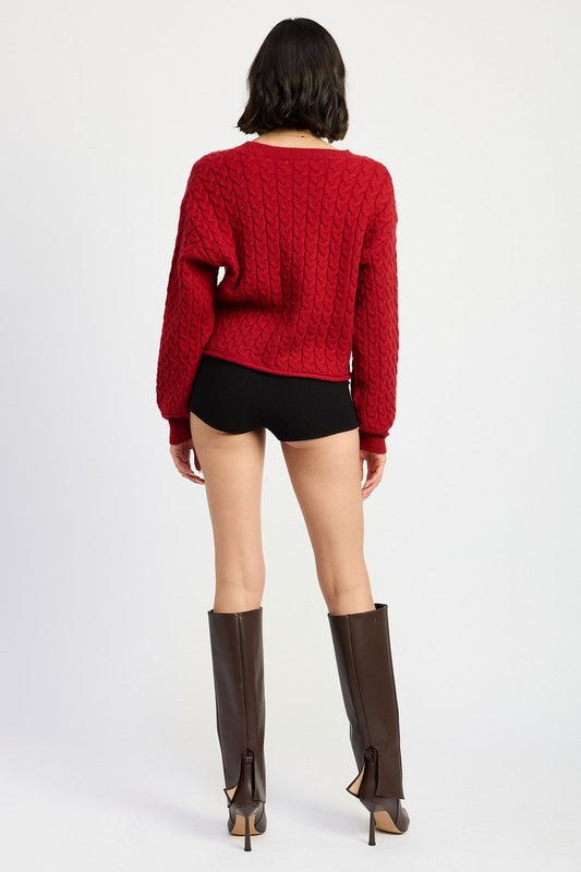 Emory Park CABLE KNIT CROPPED SWEATER