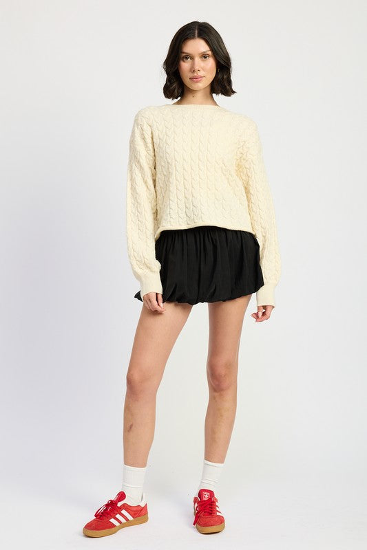 Emory Park CABLE KNIT CROPPED SWEATER