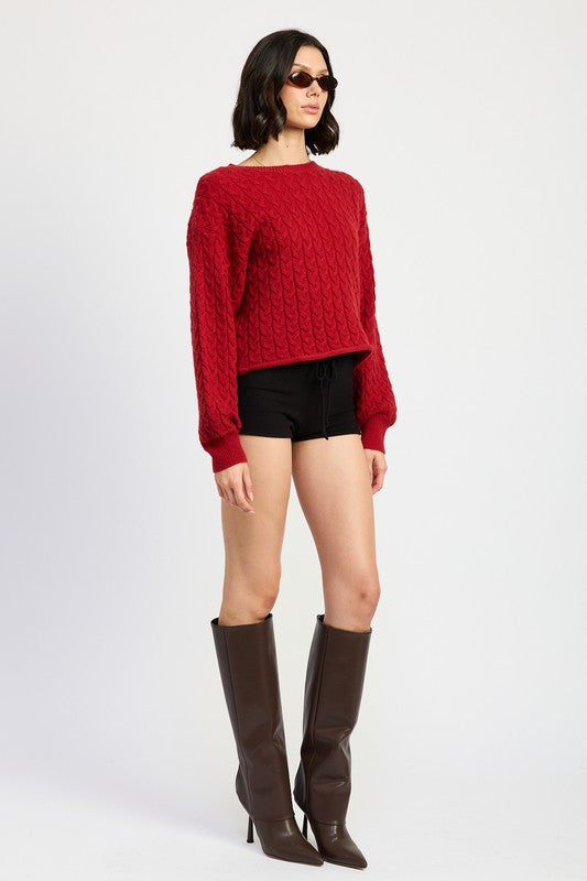 Emory Park CABLE KNIT CROPPED SWEATER