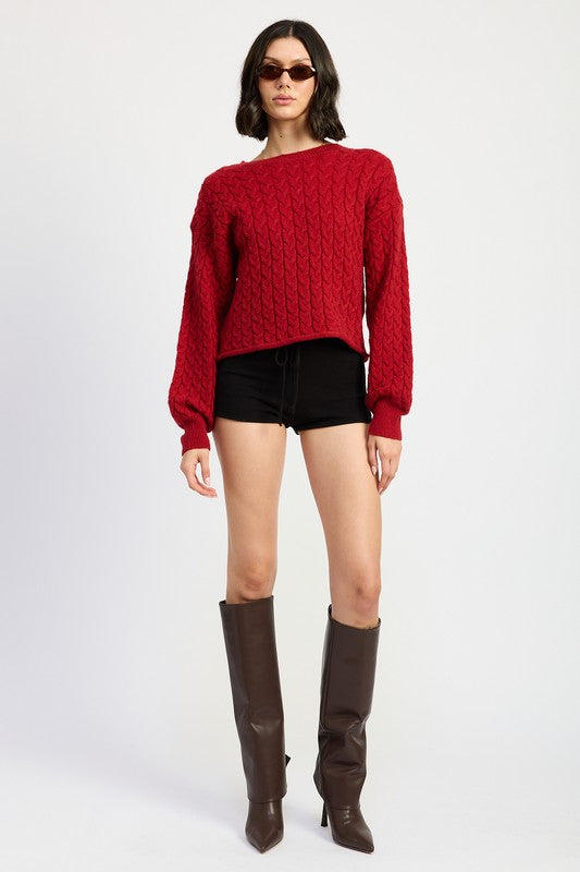 Emory Park CABLE KNIT CROPPED SWEATER