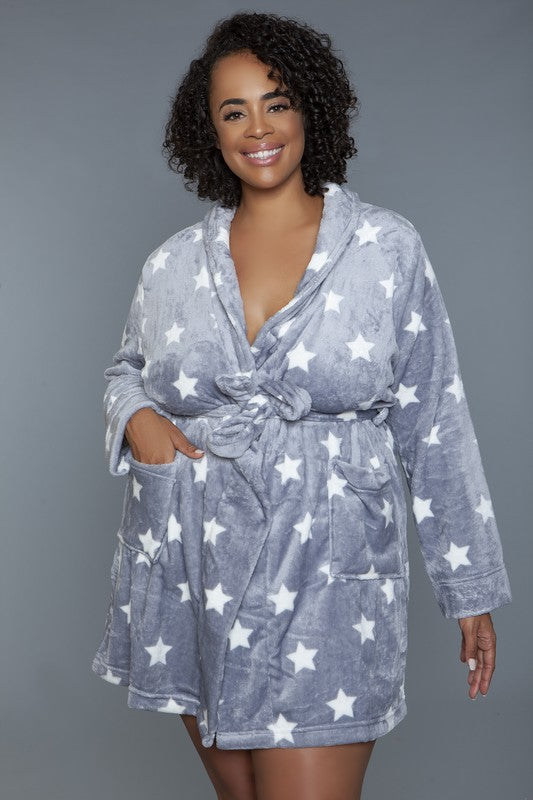 BE WICKED Kaylee Plush Robe Star Print