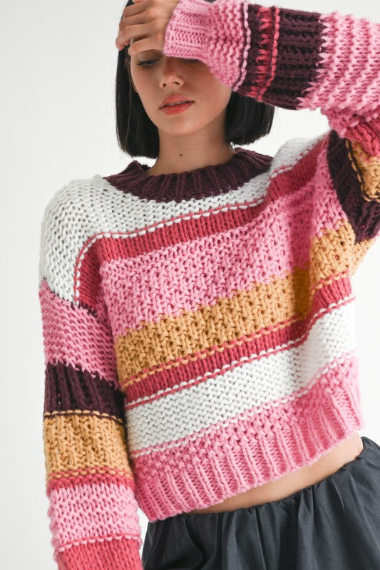 Emory Park MOCK NECK STRIPED SWEATER