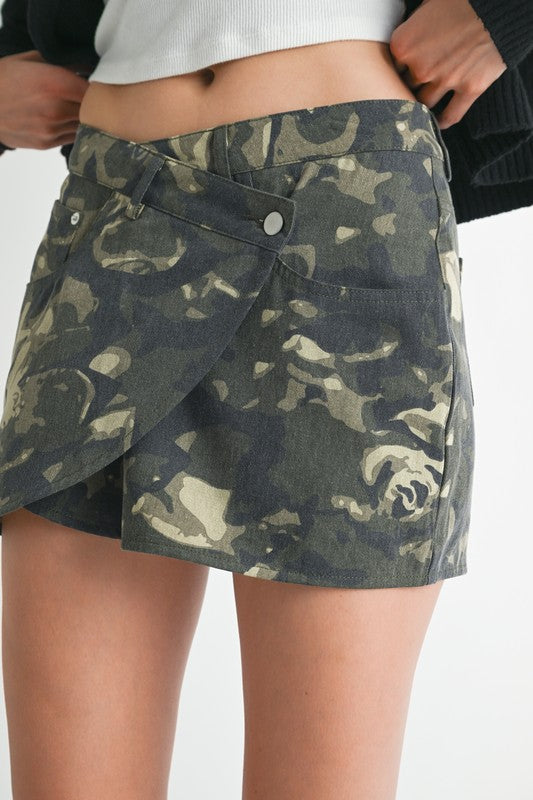 Emory Park WRAPPED MINI SKIRT WITH BUTTON