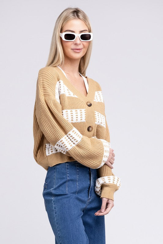 Load image into Gallery viewer, Nuvi Apparel Striped Colorblock Cardigan
