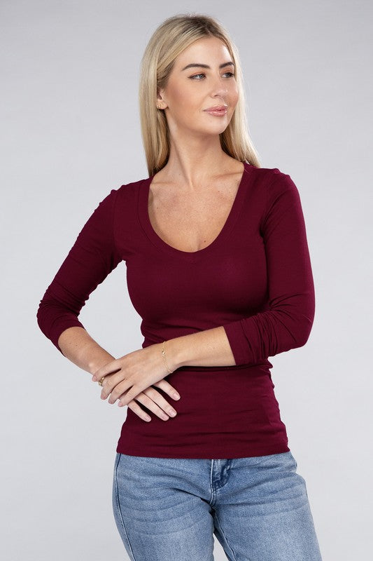 Ambiance Essential V-Neck Long Sleeve T-Shirt