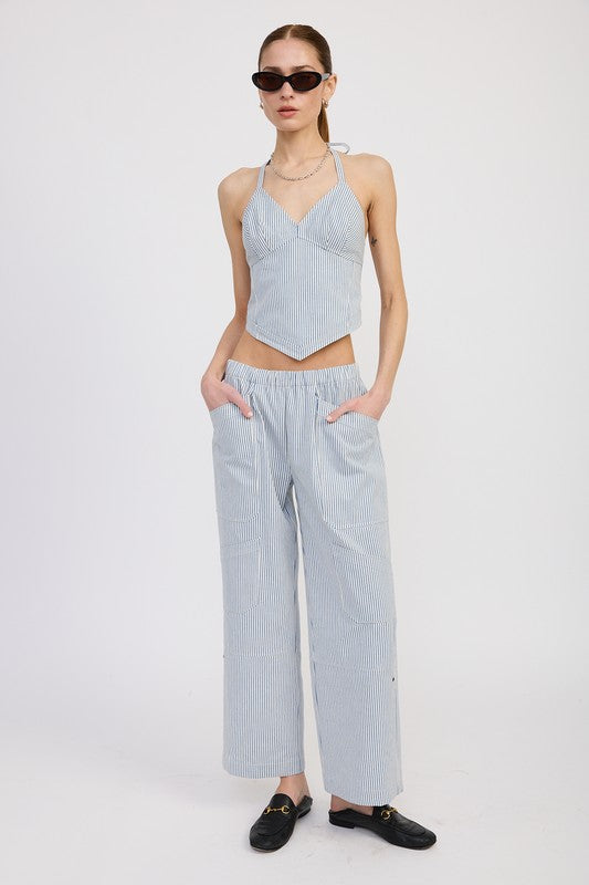 Emory Park CINCHED TWILL PANTS WITH WIDE LEG