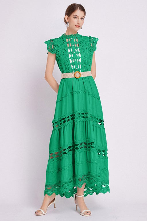 By Claude Crochet Eyelet MAXI DRESS