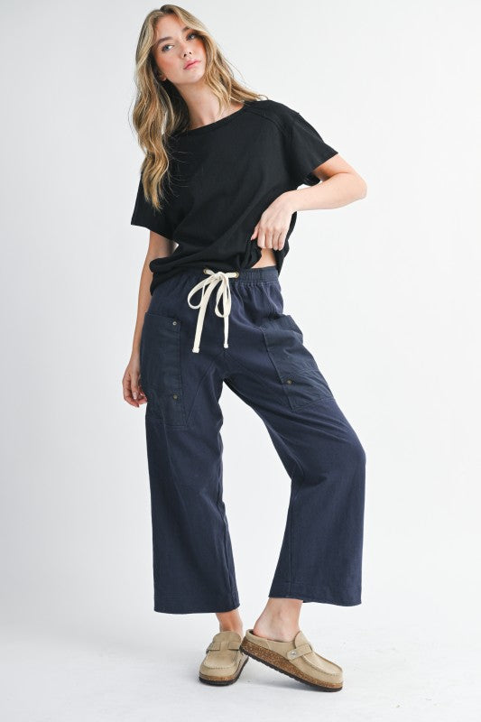 Aemi + Co Wide Leg Twill Utility Pants