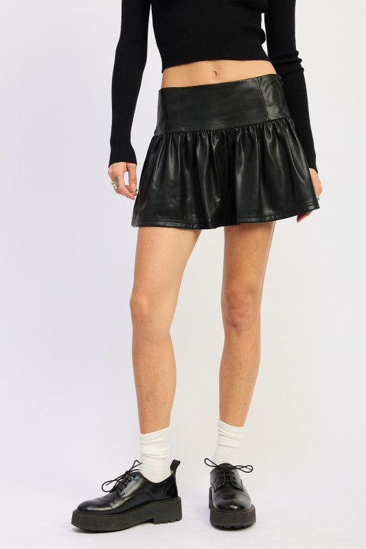 Emory Park MINI LEATHER RUFFLE SKORT