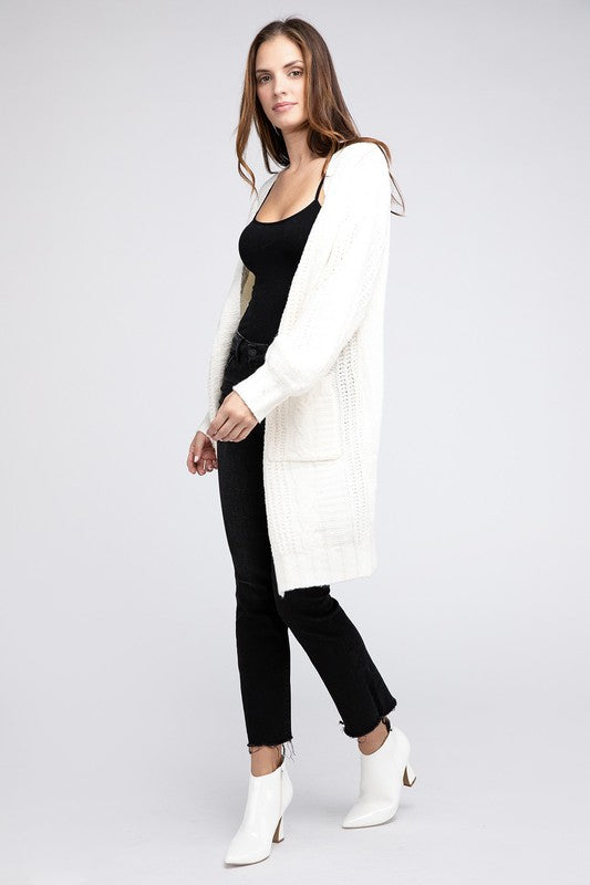 BiBi Twist Knitted Open Front Cardigan With Pockets – TheMogan