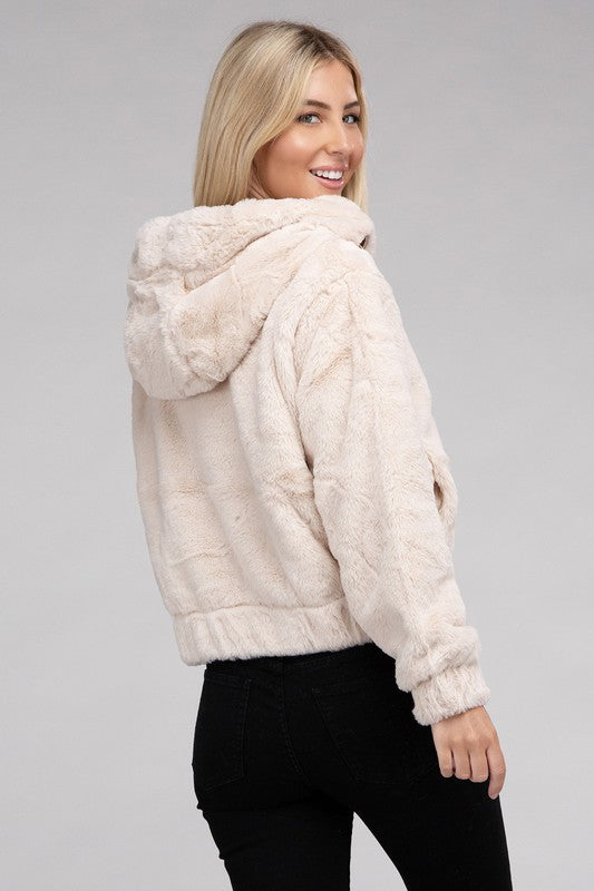 Ambiance Apparel Fluffy Zip-Up Teddy Hoodie