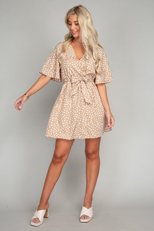 Nuvi Apparel Allover Print Belted Dress