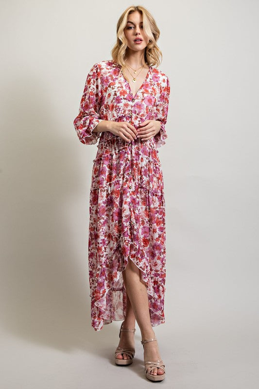 Sweet Generis BOHEMIAN FLORAL HIGH AND LOW MAXI DRESS