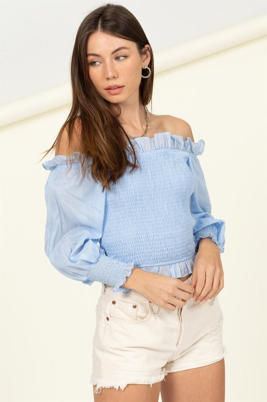 HYFVE Sunny Day Smocked Off-the-Shoulder Top