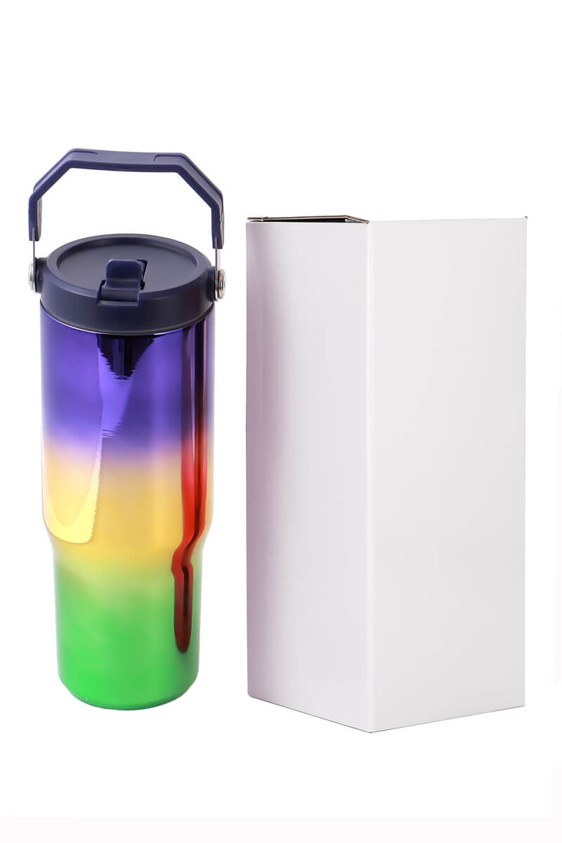 30 oz Ombre Mirror Tumbler with Handle and Flip Straw
