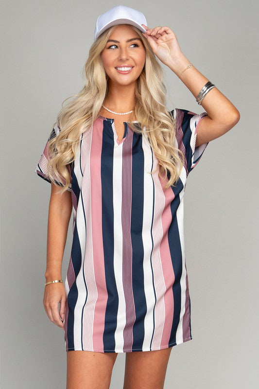 Nuvi Apparel Multi striped print Tunic Dress